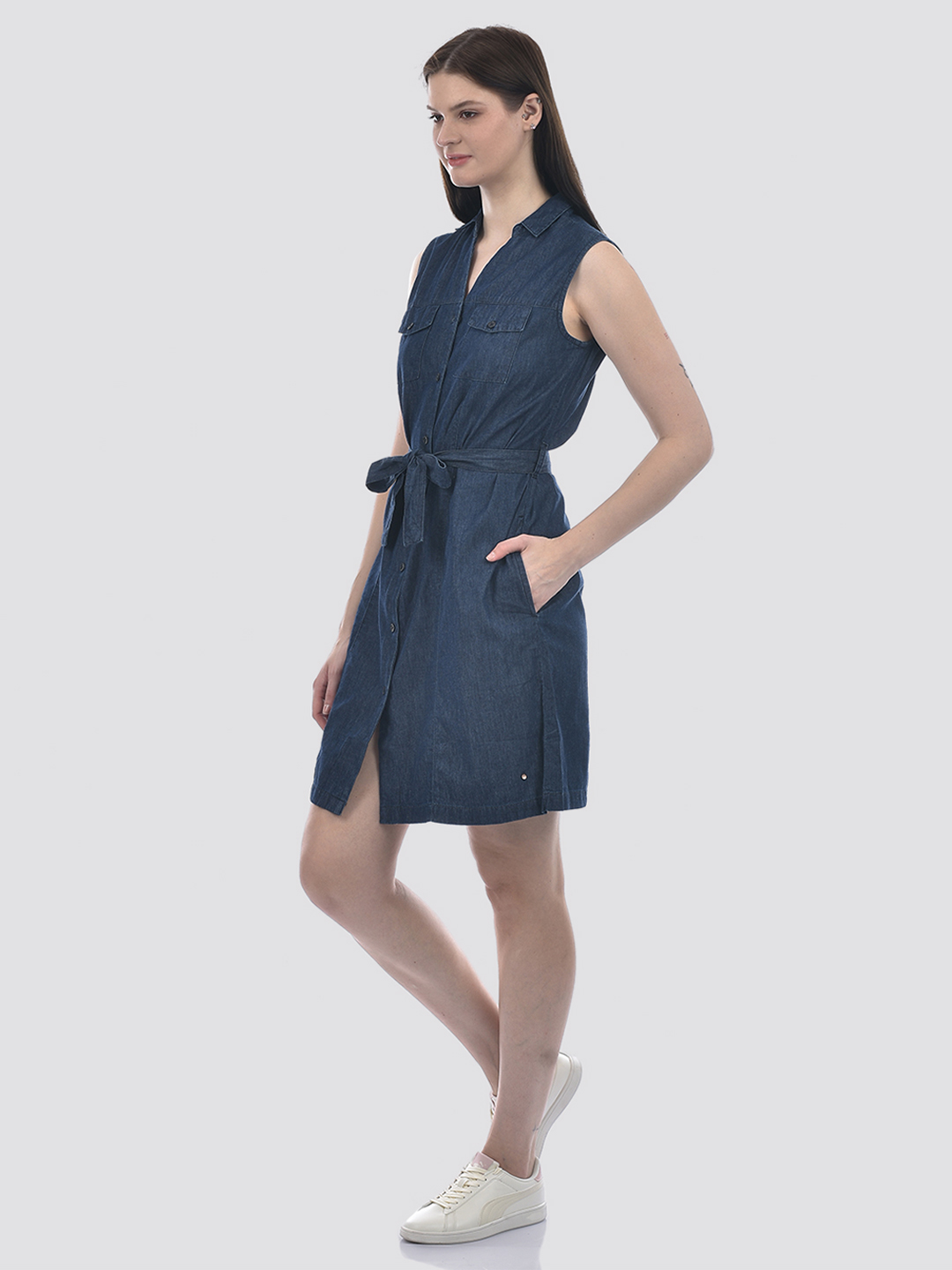 Numero Uno Women Sleeveless Shirt Dress
